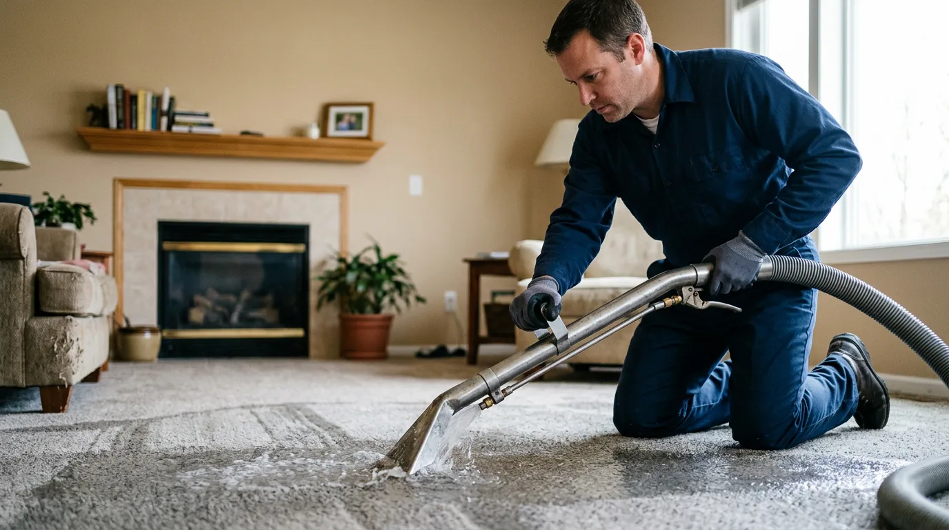Water damage restoration technician working near Boerne, TX